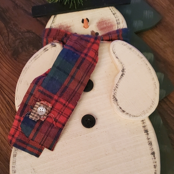 Wood Snowman Primitive Christmas Wall Hanging Decor Plaque Country Folk Art 16" - Picture 3 of 5